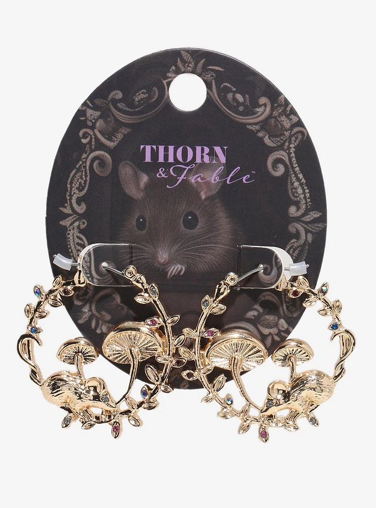 Thorn & Fable Mushroom Mouse Hoop Earrings