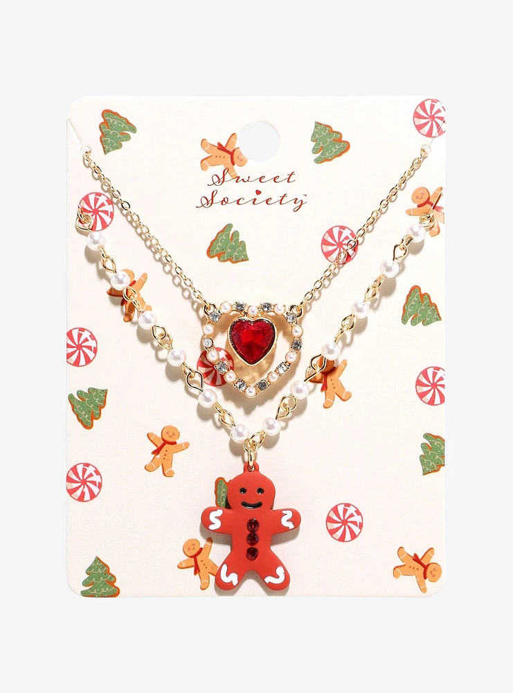 Sweet Society Gingerbread Heart Pearl Necklace Set