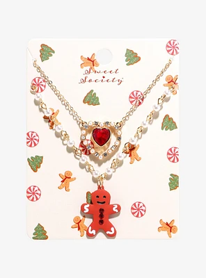 Sweet Society Gingerbread Heart Pearl Necklace Set