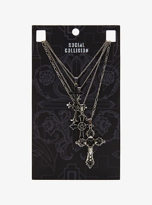 Social Collision Gothic Cross Pendant Necklace Set