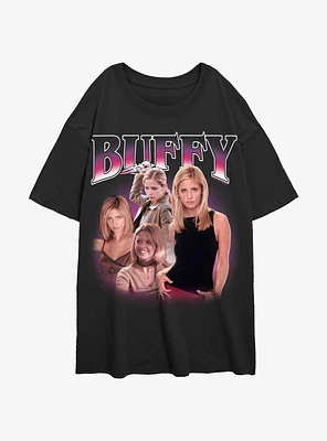 Buffy The Vampire Slayer Retro Montage Girls Oversized T-Shirt