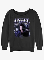 Buffy The Vampire Slayer Angel Retro Montage Girls Slouchy Sweatshirt