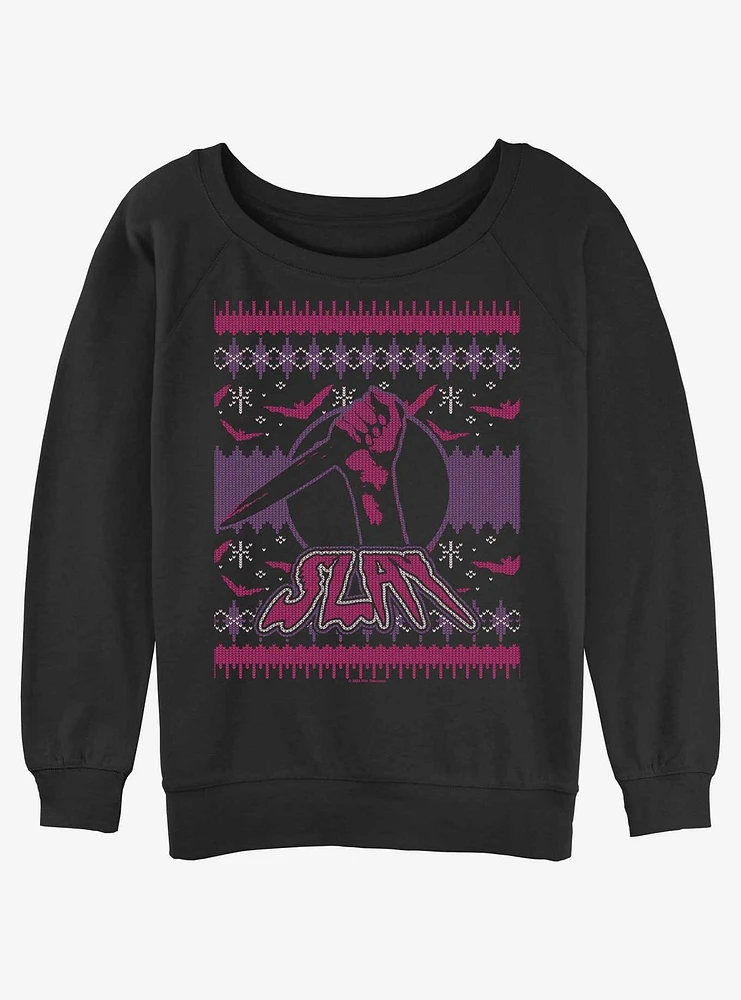 Buffy The Vampire Slayer Slay Ugly Chirstmas Girls Slouchy Sweatshirt