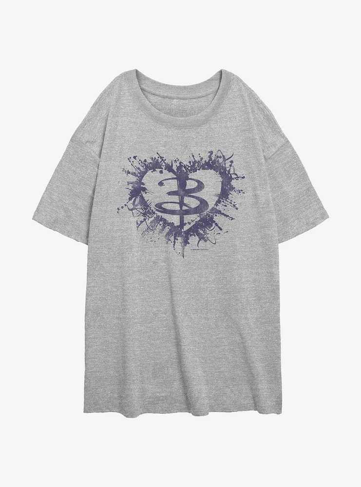 Buffy The Vampire Slayer Heart Logo Girls Oversized T-Shirt