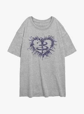 Buffy The Vampire Slayer Heart Logo Girls Oversized T-Shirt