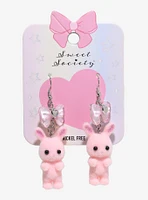 Sweet Society Pink Bunny Bow Drop Earrings