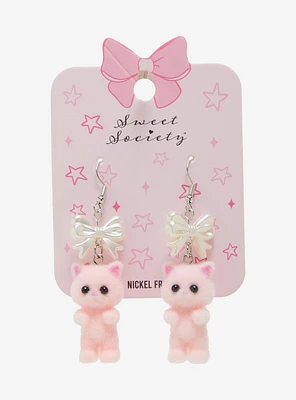 Sweet Society Fuzzy Cat Bow Earrings