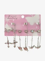 Sweet Society Butterfly Heart Bling Cuff Earring Set