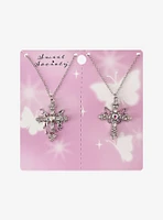 Sweet Society Butterfly Cross Best Friend Necklace Set