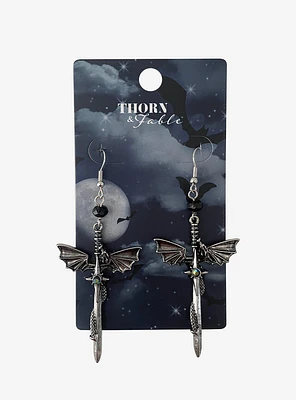 Thorn & Fable Bat Wing Dagger Drop Earrings