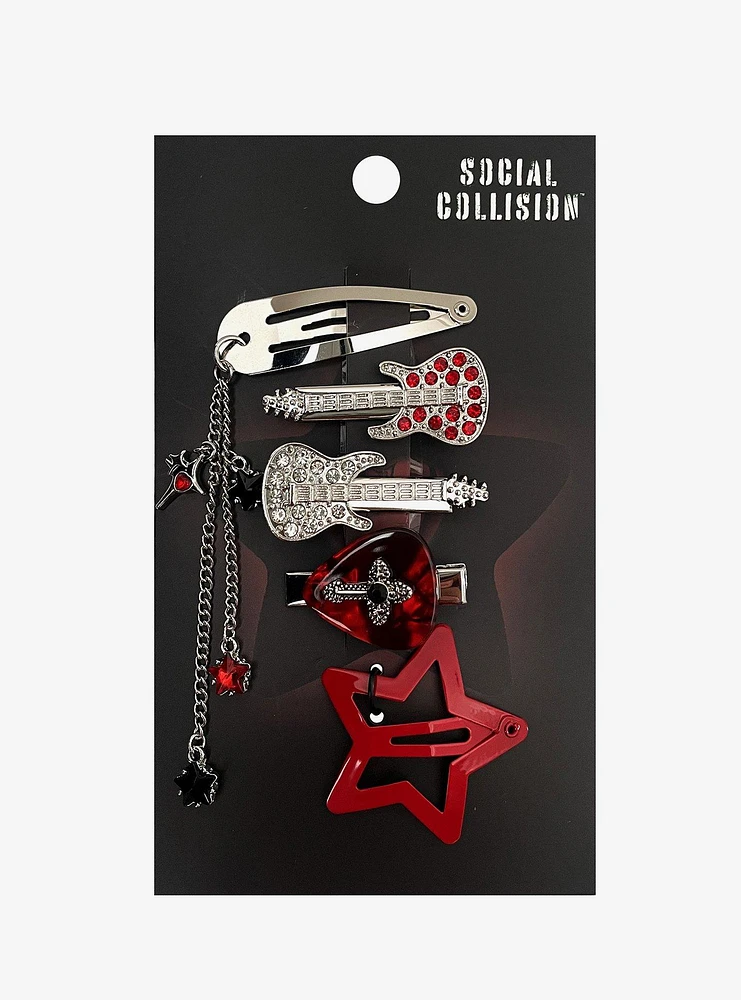 Social Collision Guitar & Star Hair Clip Set