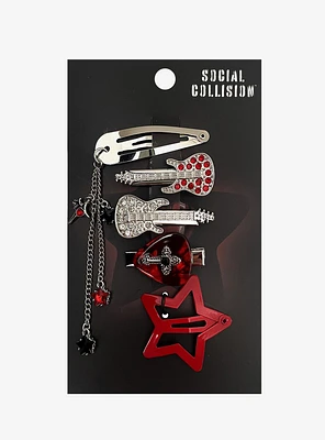 Social Collision Guitar & Star Hair Clip Set