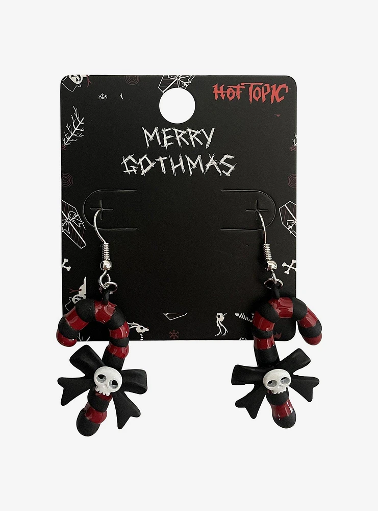 Gothic Candy Cane Drop Earrings