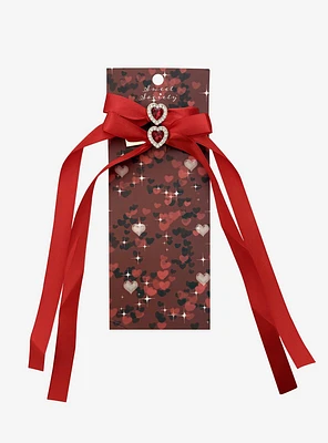 Sweet Society Red Satin Heart Hair Clip Set