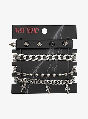 Spike Cross Chain Bracelet Set