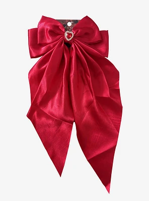 Sweet Society Red Satin Heart Hair Bow