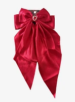 Sweet Society Red Satin Heart Hair Bow