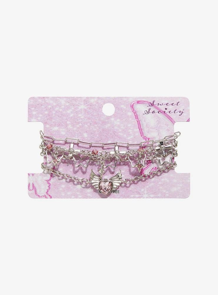 Sweet Society Heart Wing Chain Bracelet Set