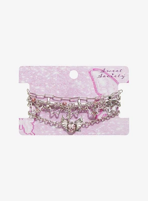 Sweet Society Heart Wing Chain Bracelet Set