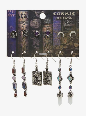 Cosmic Aura Spell Book Stone Earring Set