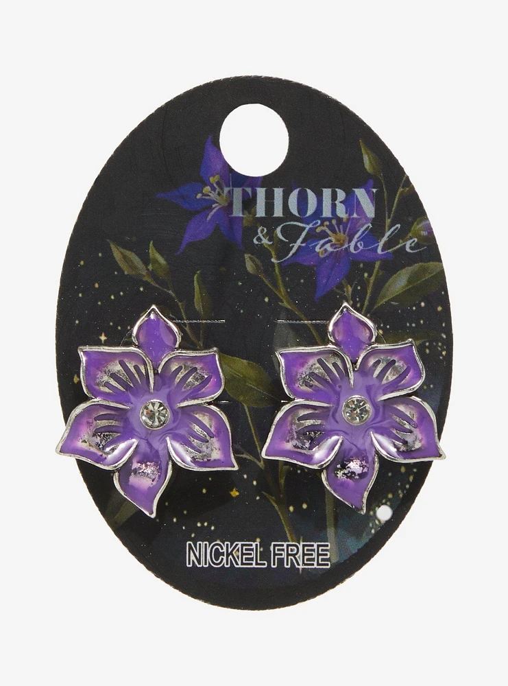 Thorn & Fable Purple Flower Stud Earrings