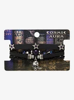 Cosmic Aura Skull Star Faux Leather Bracelet