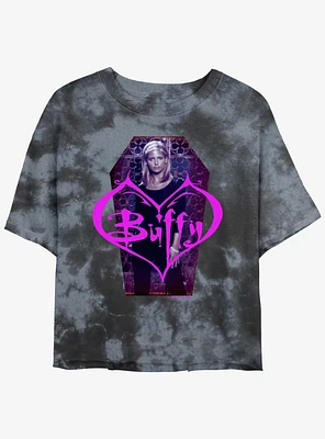 Buffy The Vampire Slayer Coffin Portrait Girls Tie-Dye Crop T-Shirt