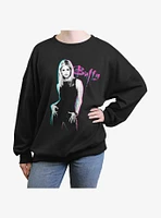 Buffy The Vampire Slayer Retro Girls Oversized Sweatshirt