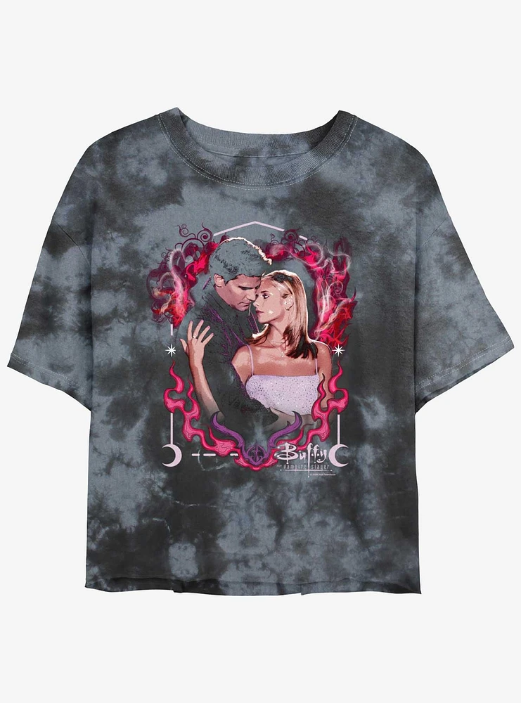 Buffy The Vampire Slayer Date Bite Girls Tie-Dye Crop T-Shirt