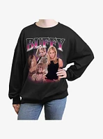 Buffy The Vampire Slayer Retro Montage Girls Oversized Sweatshirt