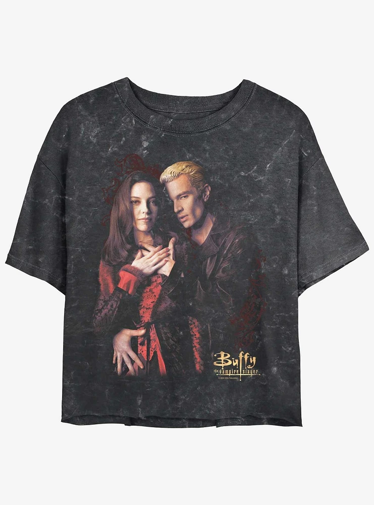 Buffy The Vampire Slayer Blood Love Girls Mineral Wash Crop T-Shirt