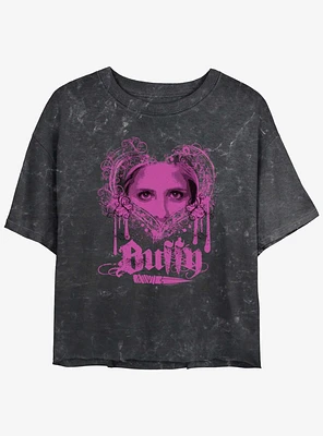 Buffy The Vampire Slayer Eyes Girls Mineral Wash Crop T-Shirt