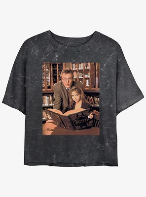 Buffy The Vampire Slayer Book Portrait Girls Mineral Wash Crop T-Shirt