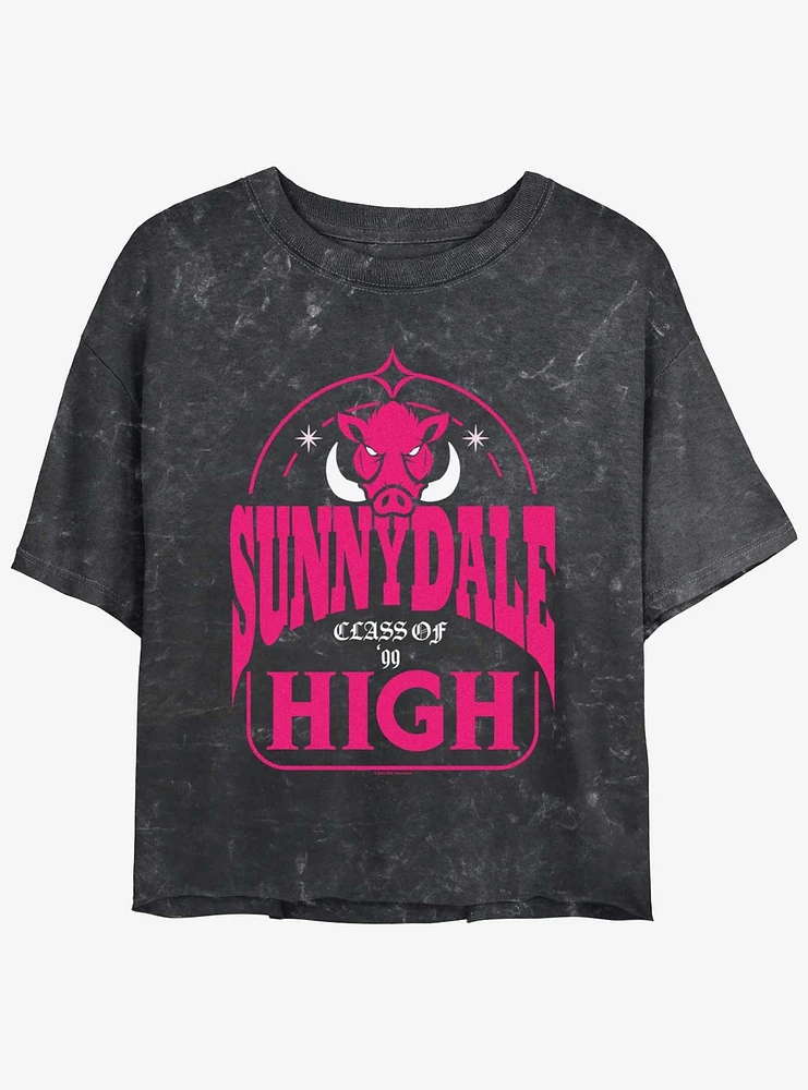 Buffy The Vampire Slayer Sunnydale High Girls Mineral Wash Crop T-Shirt