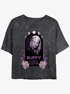 Buffy The Vampire Slayer Boho Girls Mineral Wash Crop T-Shirt