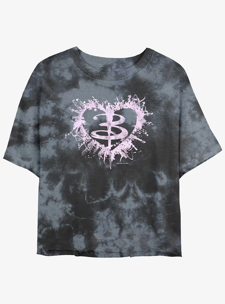 Buffy The Vampire Slayer Heart Logo Girls Tie-Dye Crop T-Shirt