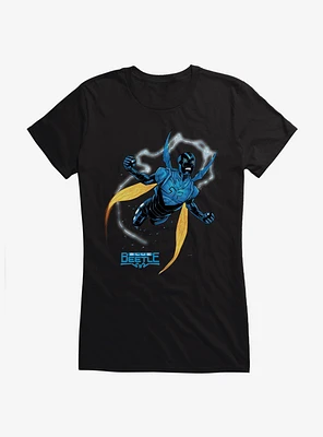 Blue Beetle Flying Into Action Girls T-Shirt