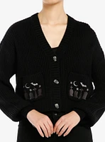 Social Collision Graveyard Skull Girls Crop Cardigan