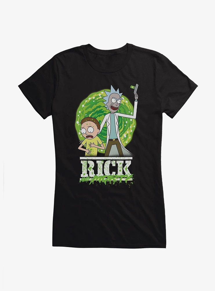 Rick And Morty Goo Splatter Logo Girls T-Shirt