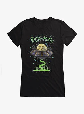 Rick And Morty The Space Cruiser Neon Girls T-Shirt