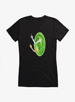 Rick and Morty Portal Middle Finger Girls T-Shirt