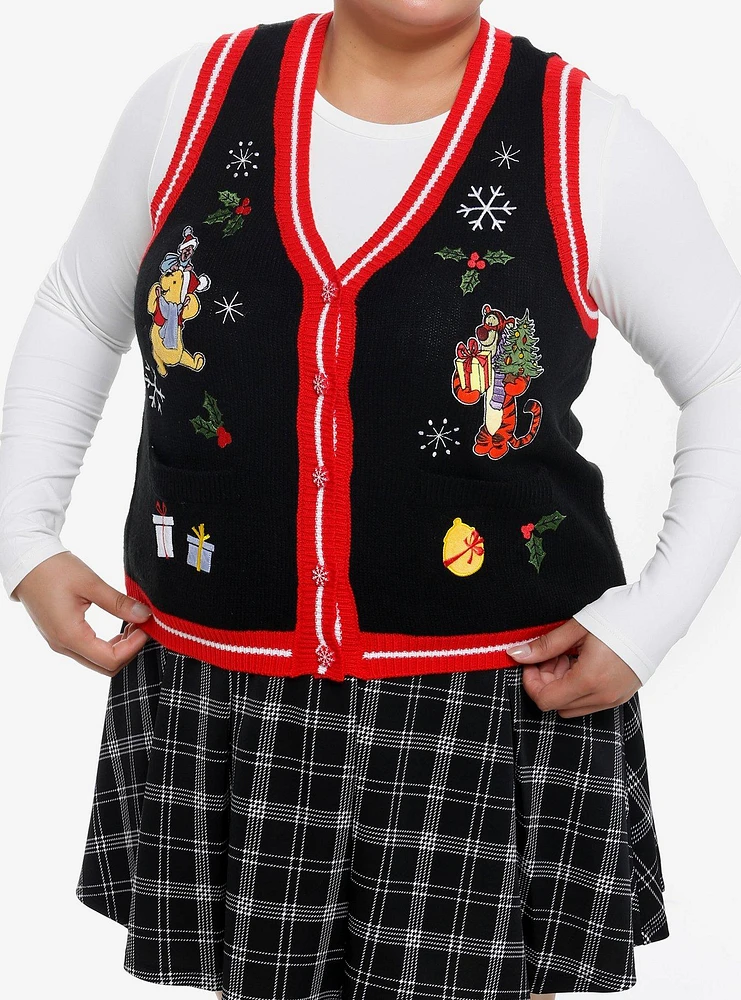 Disney Winnie The Pooh Holiday Girls Sweater Vest Plus