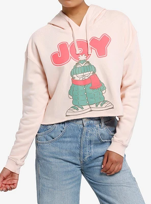 Garfield Joy Pastel Pink Crop Girls Hoodie