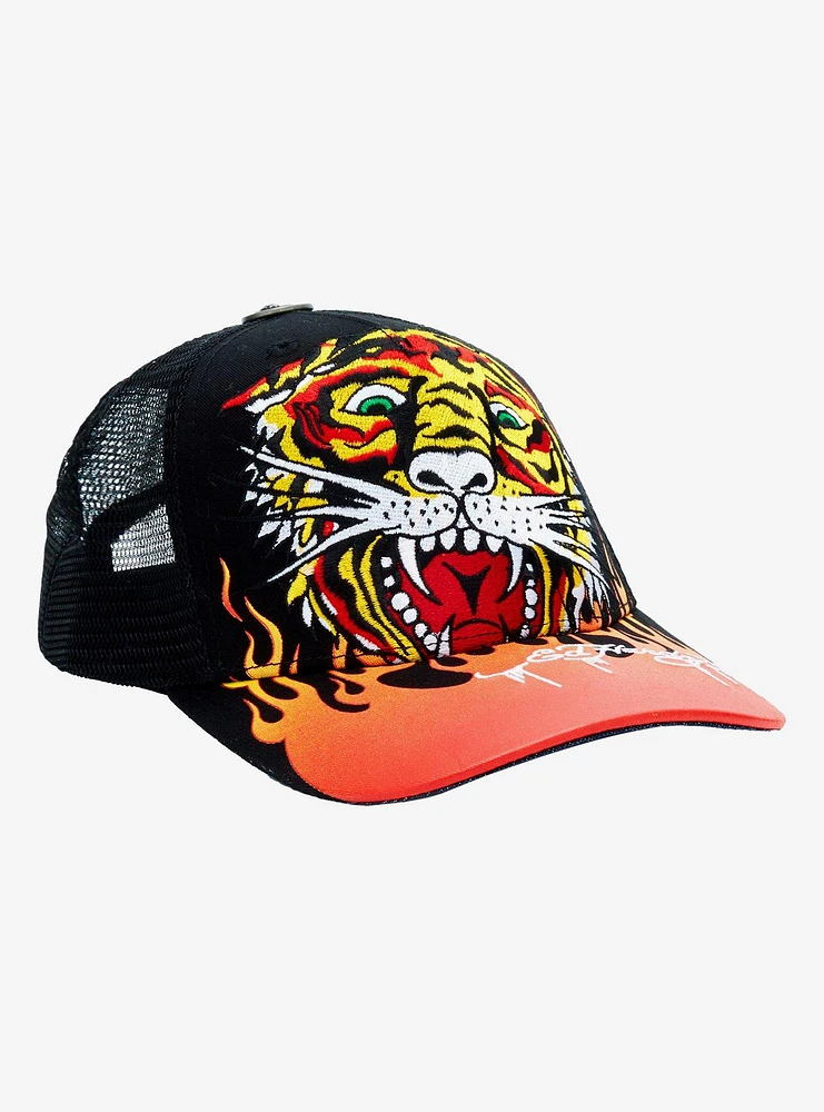 Ed Hardy Tiger Flames Trucker Hat