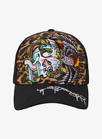 Ed Hardy Skull Leopard Trucker Hat