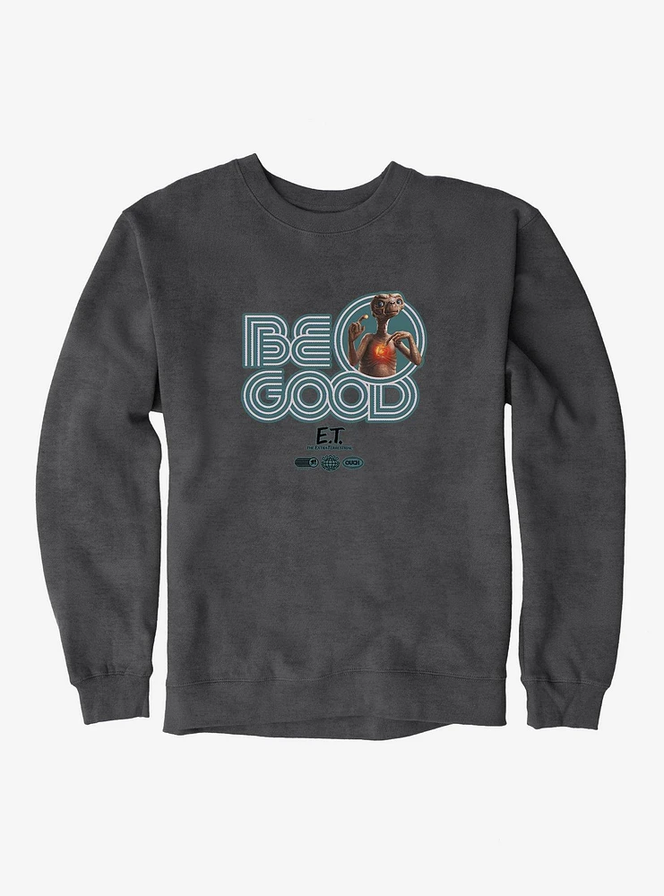 E.T. 40th Anniversary Be Good Bold Striped Font Teal Sweatshirt