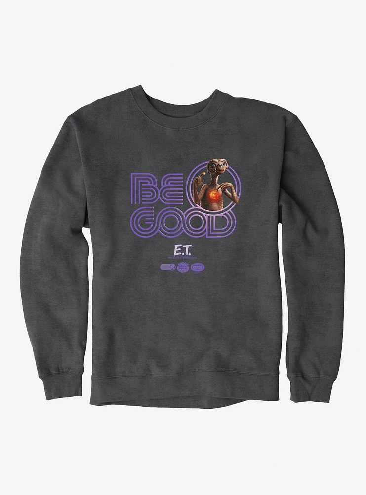 E.T. 40th Anniversary Be Good Striped Font Purple Sweatshirt