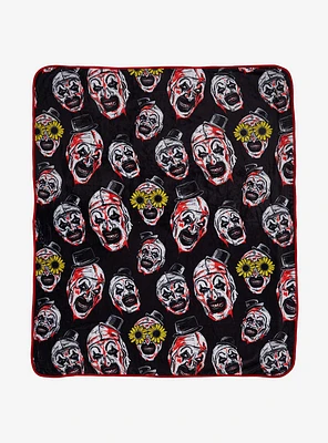 Terrifier Art The Clown Faces Throw Blanket