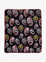 Terrifier Art The Clown Faces Throw Blanket