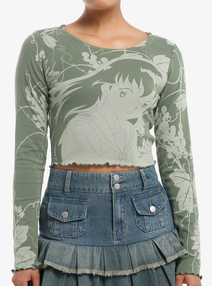 InuYasha Kagome Artwork Girls Crop Long-Sleeve Top